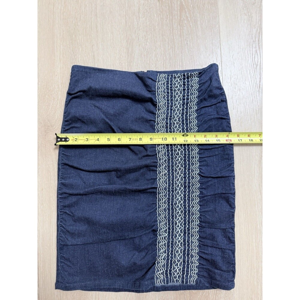 Archival Vivienne Tam Y2K Smocked Denim Skirt - Size 0 (Fits S 2) Vintage - Picture 6 of 11